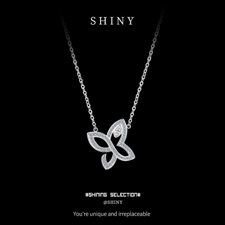 吊坠925银大理石 2025新款幻影蝴蝶镂空镶钻小众设计简约纯银气质