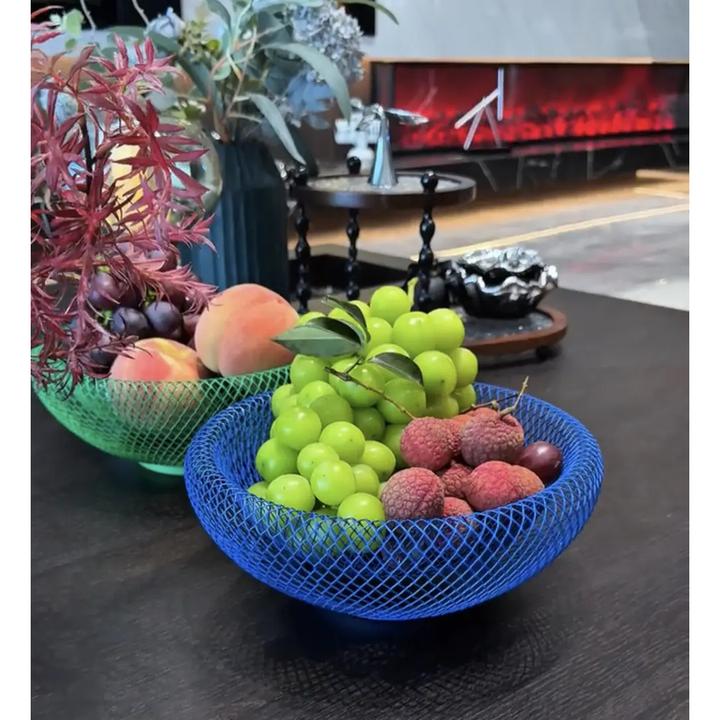 洛诺兔北欧INS风创意手工现代铁艺鸟巢网状收纳盘食筐果盘水果篮