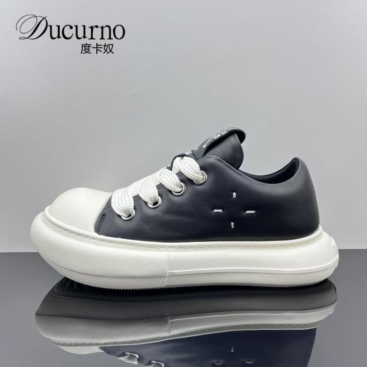 鞋子男米奇头德比鞋高端潮流大头厚底休闲板鞋百搭小丑胖丁面包鞋