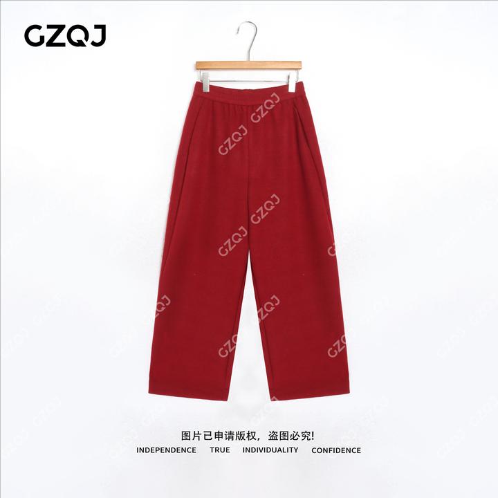 老琴私服【羊毛裤】加厚高腰百搭显瘦羊毛毛呢阔腿休闲裤女冬35171