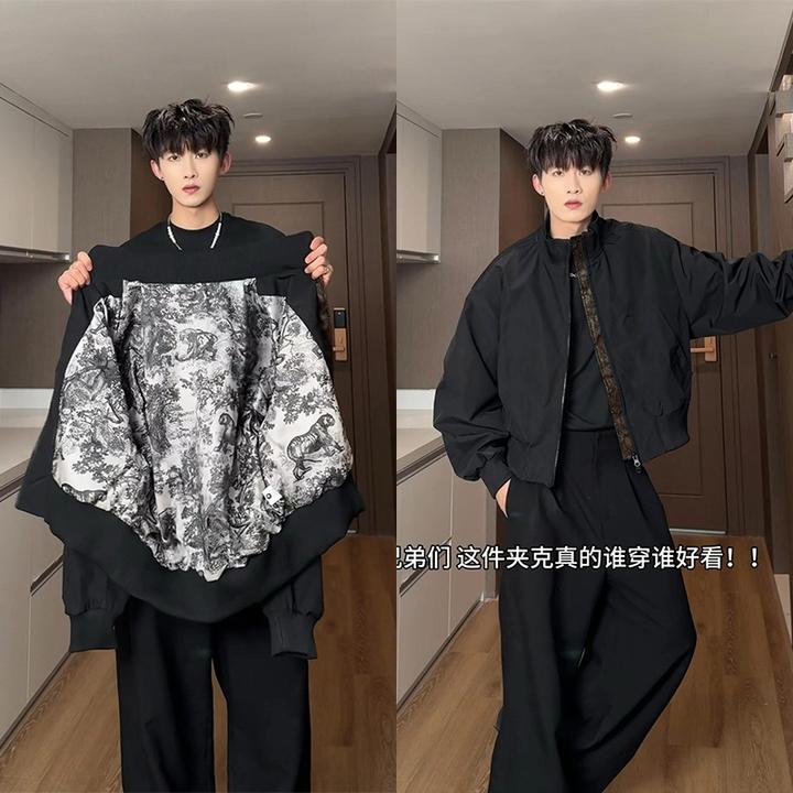 蛇年限定美式高街cleanfit短款飞行员夹克外套男潮牌小众设计外套