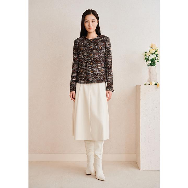 【琥珀流光】YINER音儿2025春秋季新款经典粗花呢短外套8C65110096