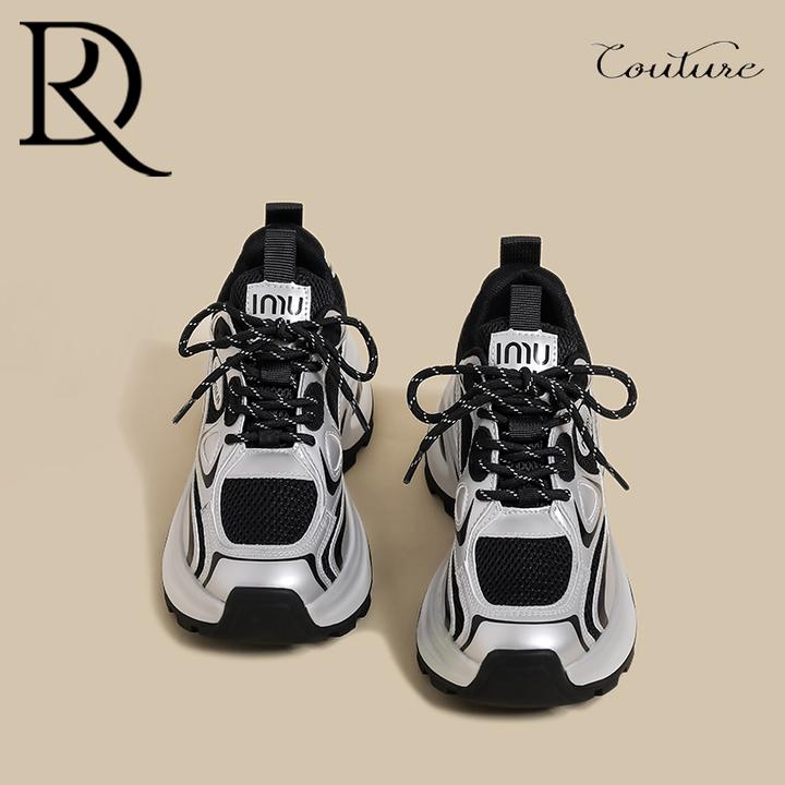 【DR专柜正品】厚底黑银色老爹鞋女2025春秋新款增高加绒休闲运动鞋