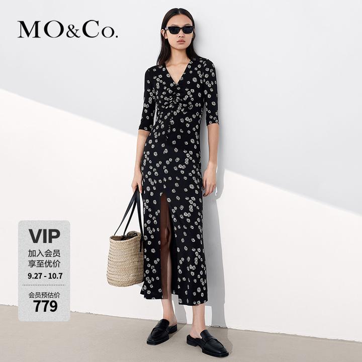 MOCOV领开衩印花长裙连衣裙MBB2DRST05