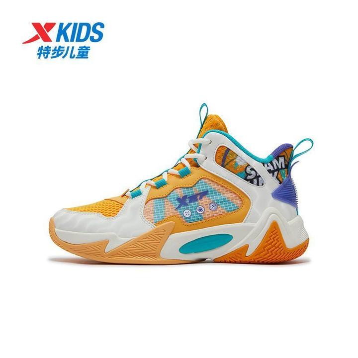 特步儿童2025春季新款篮球鞋透气防滑学生耐磨系带运动中大童男孩