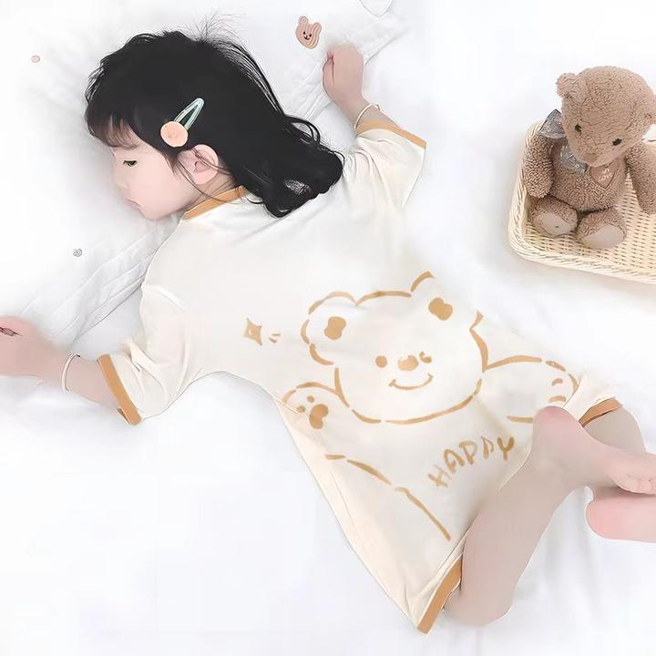 【贝嘤】女童睡衣连体裤夏季新款短袖中小童女孩睡裙宝宝儿童家居服