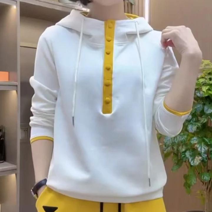 韩版简约休闲百搭时尚连帽卫衣女2025春季独特时尚小众设计感上衣