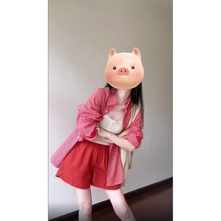 2025夏季新款ins小清新减龄百搭格子防嗮衬衫内搭吊带配休闲短裤