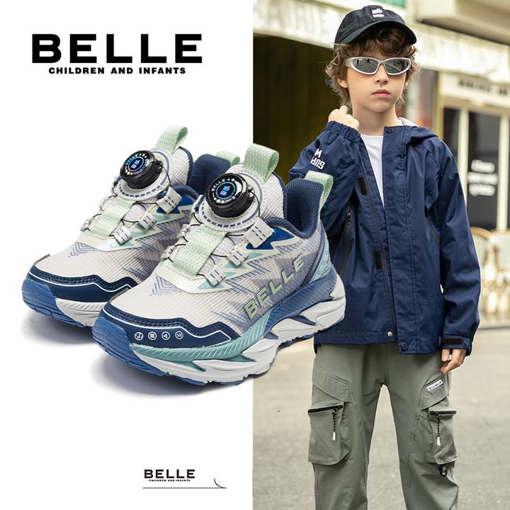 2025百丽儿童秋冬新款防滑百搭户外透气网面休闲运动纽扣鞋L5Q319