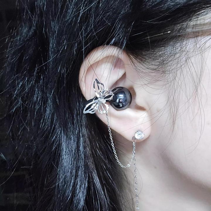 铜合金耳饰 适用于freeclip2耳机扣镂空蝴蝶耳夹扣耳钉防丢链配饰