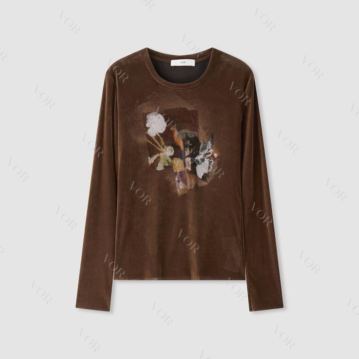 【冬姐自主品牌】VOR 圆领长袖印花女士上衣V25300089