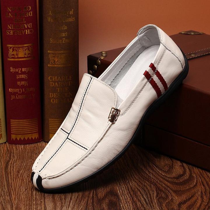 大牌男鞋皮白色豆豆鞋青年新款时尚男士一脚套休闲皮鞋驾车鞋潮