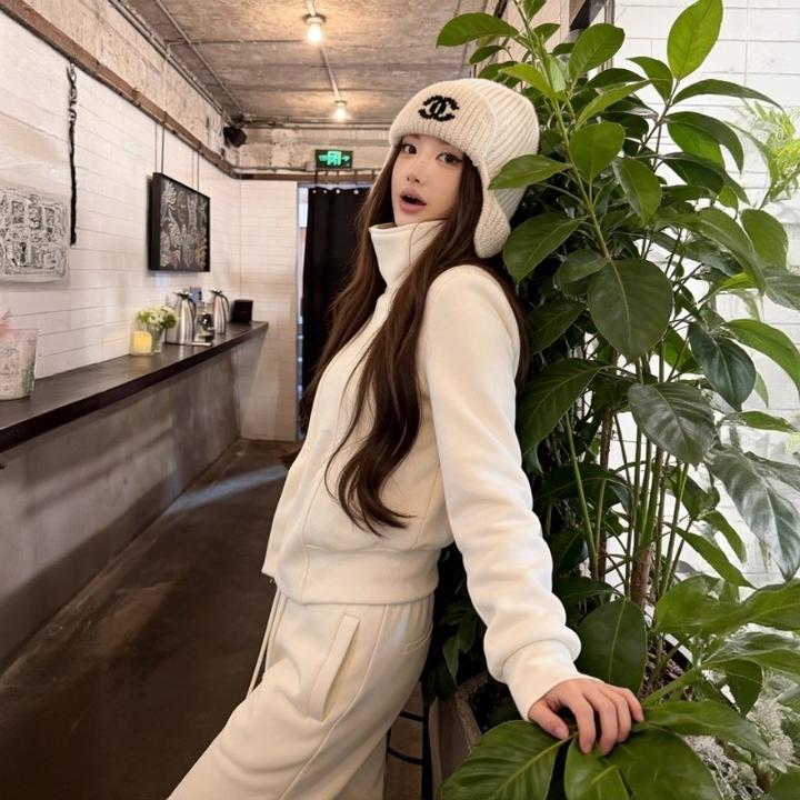 休闲简约风百搭套装秋冬新款慵懒松弛宽松显瘦长袖卫衣长裤两件套