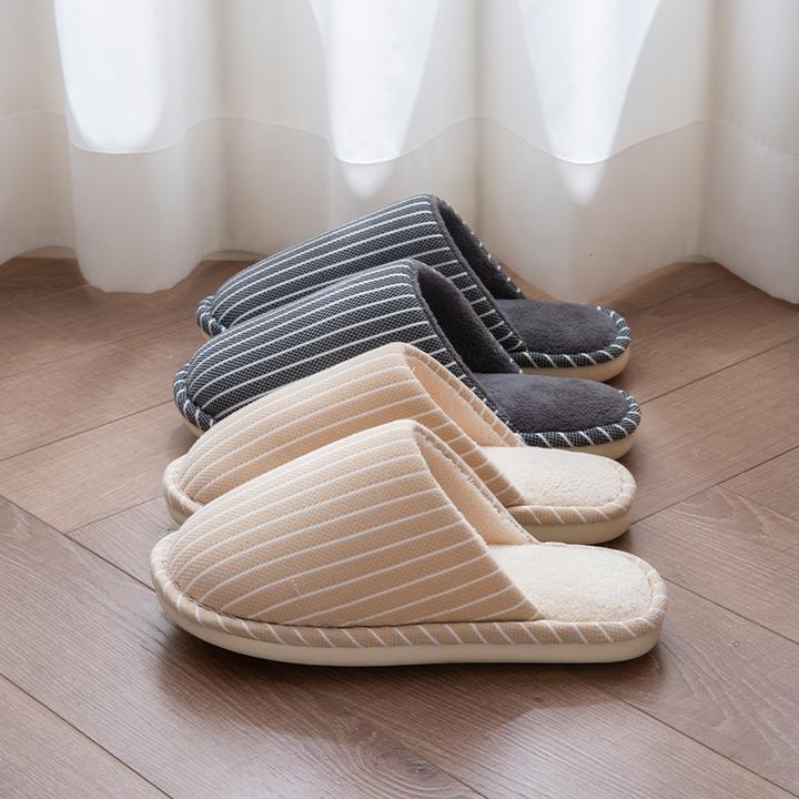 日式静音棉拖鞋女款秋冬新款室内家居防滑毛绒木地板月子鞋情侣款