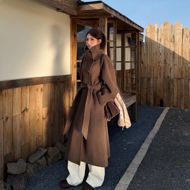 Moprobably李予诺「时刻」绵羊毛莱赛尔高定立裁双面呢外套L5460036