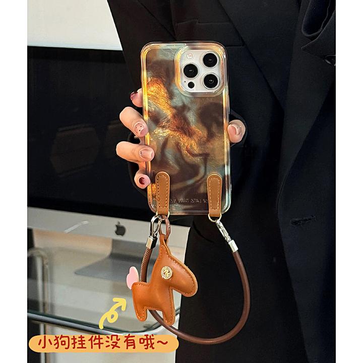 雅天立复古棕色晕染皮绳适用iPhone16手机壳1513华为vivo小米oppo