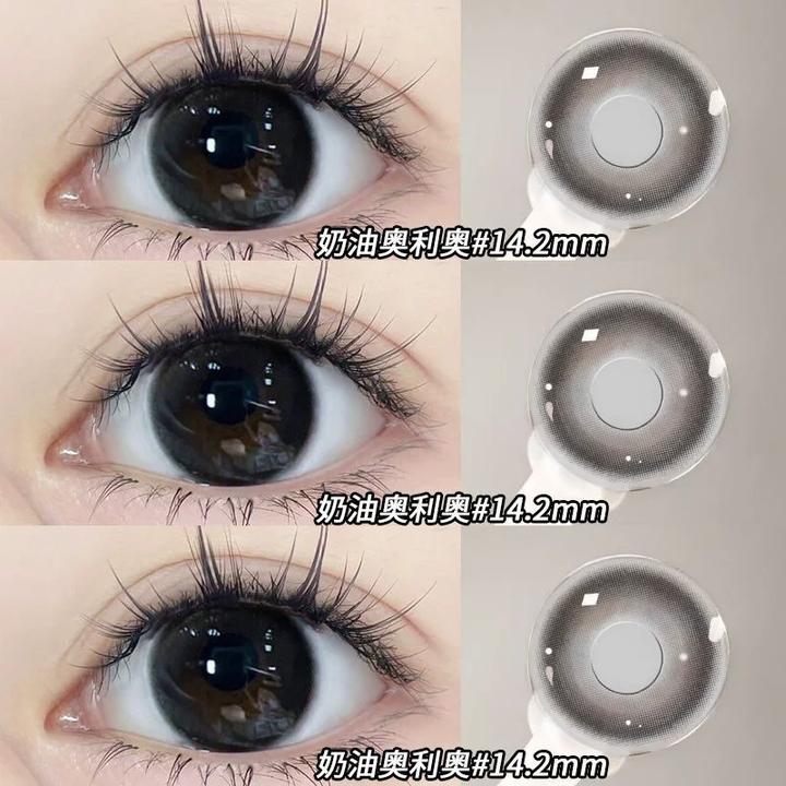 琪瞳奶呼呼奶油奥利奥美瞳大小直径14.2mm显白半年抛彩色隐形眼镜