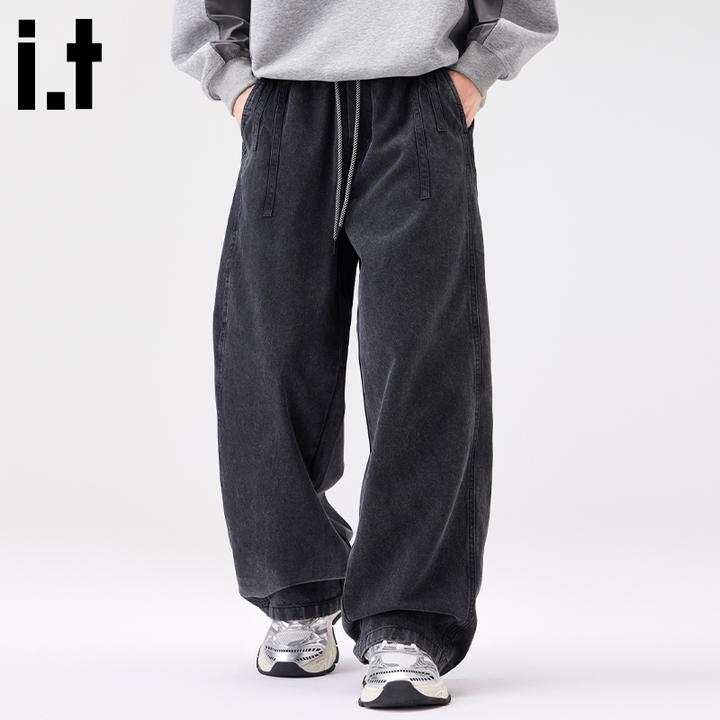 i.t:CHOCOOLATE设计感百搭休闲裤男士秋冬潮牌痞帅宽松百搭直筒裤