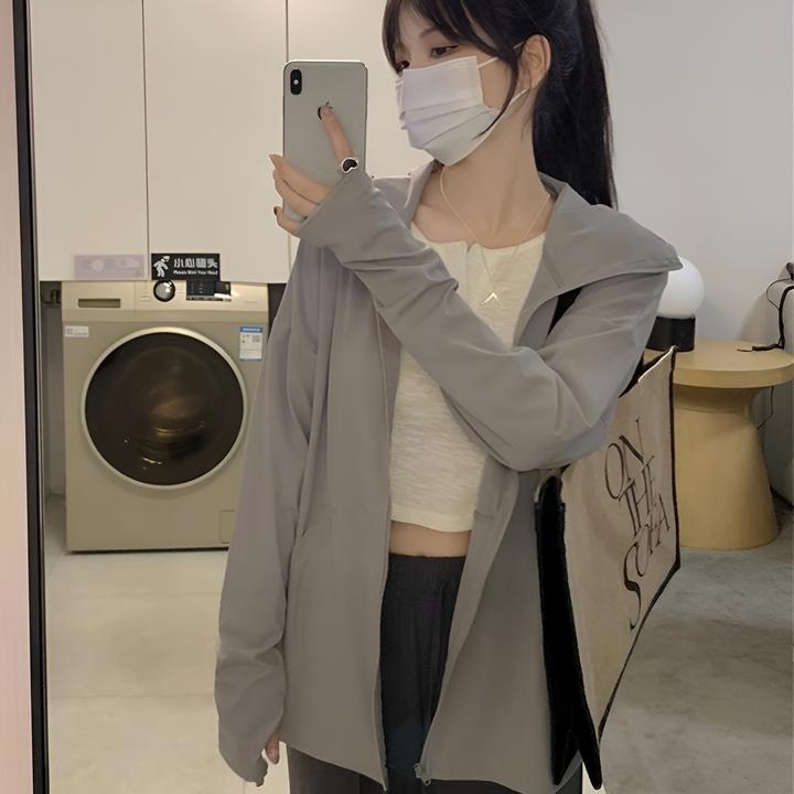 冰丝连帽防晒衣女夏季薄款2025年新款透气宽松显瘦开衫防晒服外套