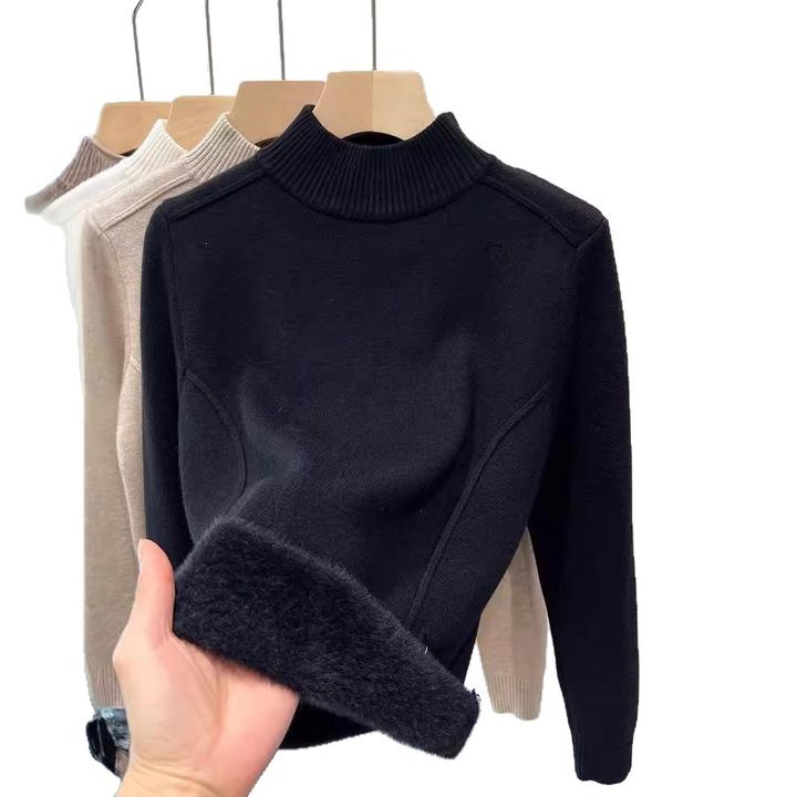欧货设计感加半高领毛衣女秋冬季加厚保暖洋气一体打底衫内搭