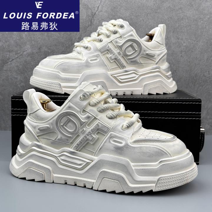 Louis Fordea/路易弗狄厚底板鞋男款增高运动小白鞋轻奢休闲鞋子