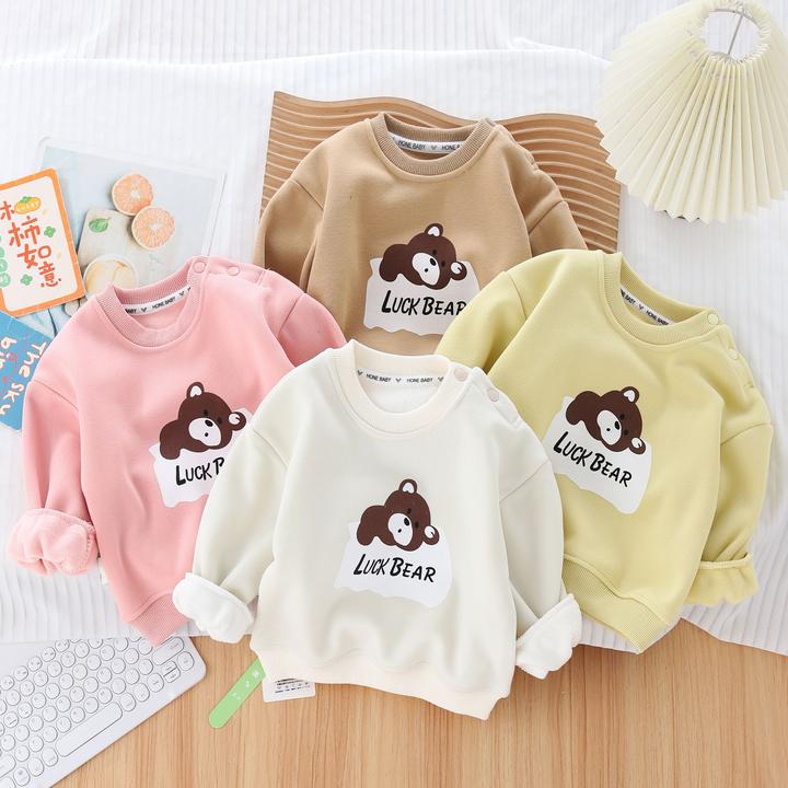 男女宝宝加绒卫衣秋冬季加厚一体绒婴儿小童保暖上衣内搭打底衫潮