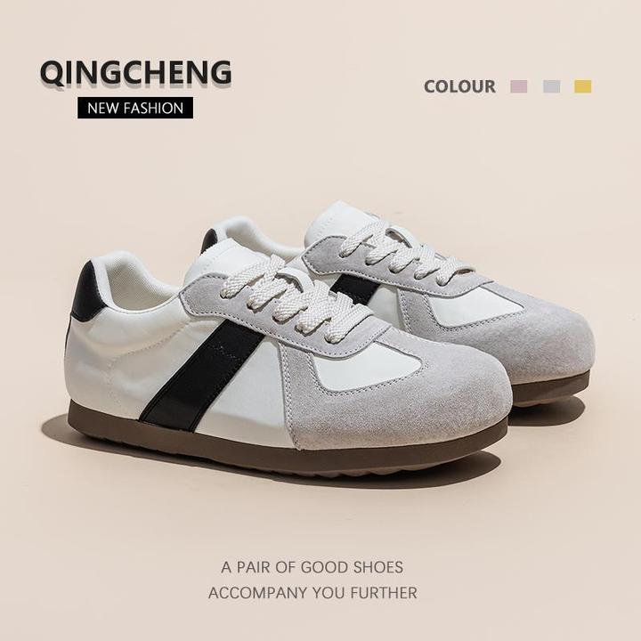 平底舒适拼色阿甘鞋女2025今年新款透气软底舒适休闲德训鞋潮