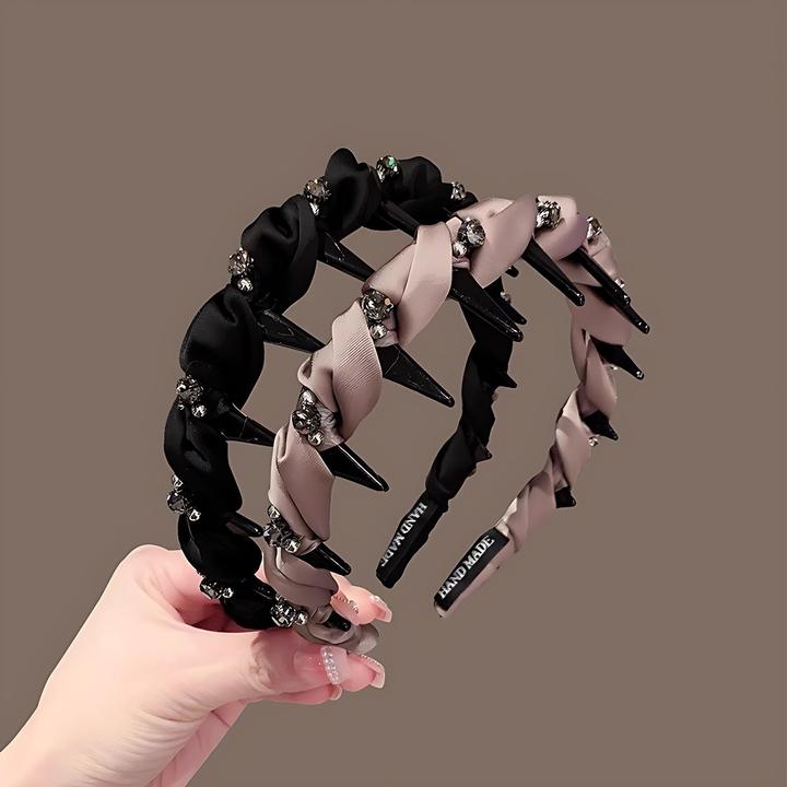 轻奢感发箍女2025新款镶钻缠绕防滑带齿头箍气质洗脸压发