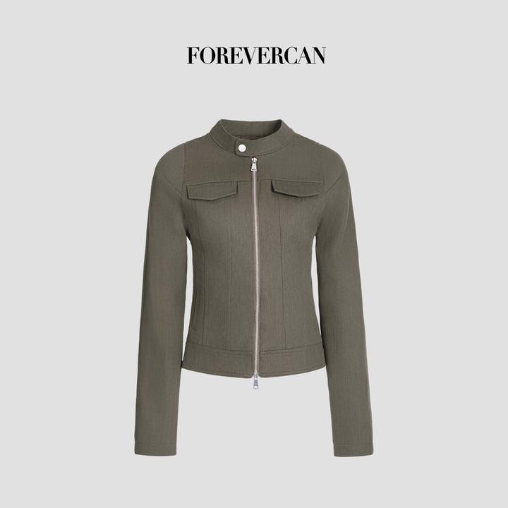FOREVERCAN“查理威尔”极简军事工装风立领收腰夹克外套SC22960