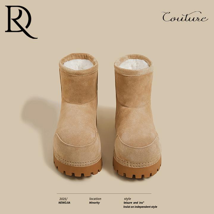 【DR专柜正品】2025冬季厚底防滑东北大头棉鞋女白色加绒毛毛雪地靴