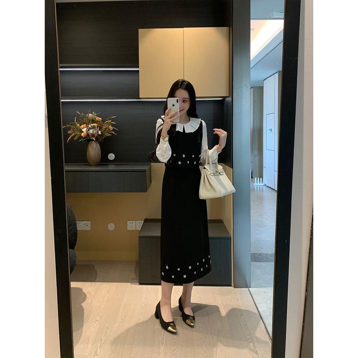 XINYI【温顿斯少女】秋冬娃娃领假三件连衣裙收腰显瘦X625Q16508