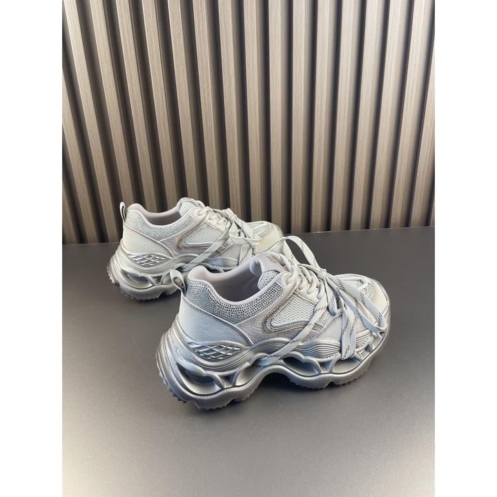 欧货水钻老爹鞋女款2025秋季新款百搭松糕网面透气休闲运动鞋百搭