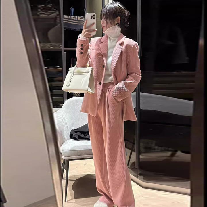 2025现货年秋季新款显瘦遮肉女装高端加厚小香风炸街西装套装西服