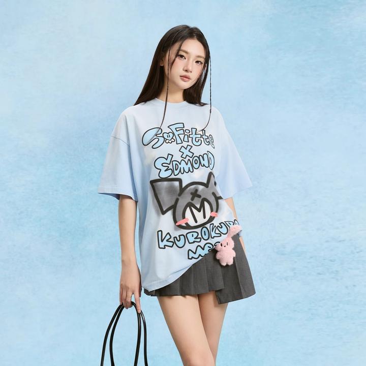 SOFITTE 25SS艺术家联名做旧喷色印花初恋少女慵懒浪漫夏季T恤