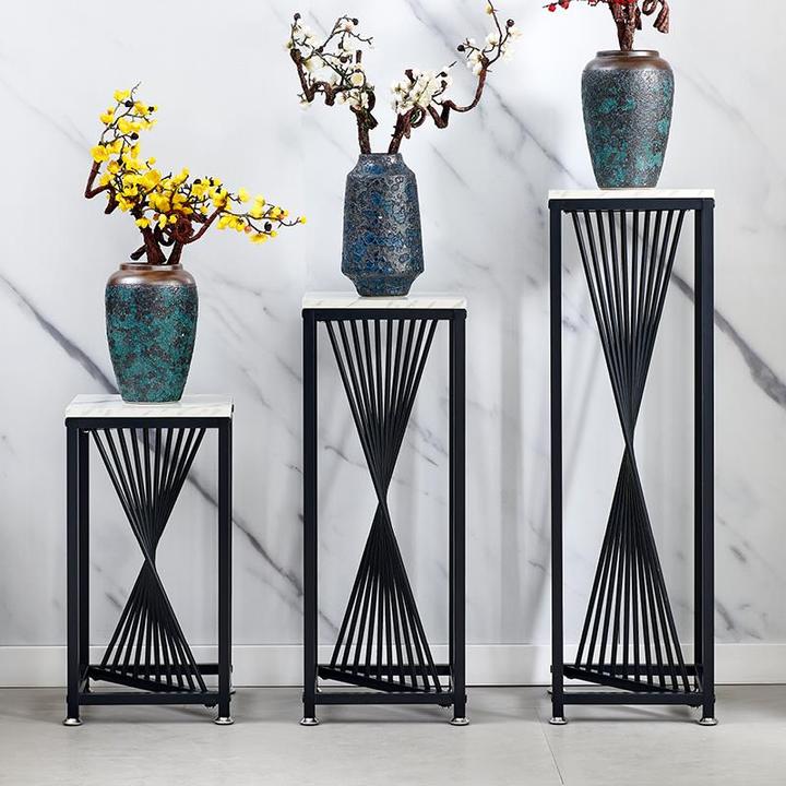 意式北欧铁艺花架子客厅阳台卧室简约现代轻奢落地摆件置物装饰架