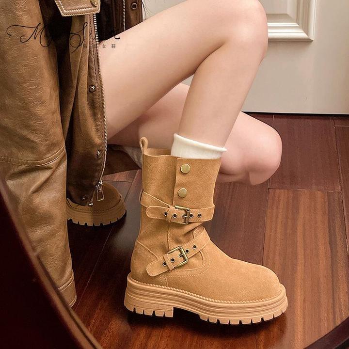 〖万达撤柜〗美拉德靴子马丁靴英伦风冬季中筒瘦瘦靴两穿爆款短靴