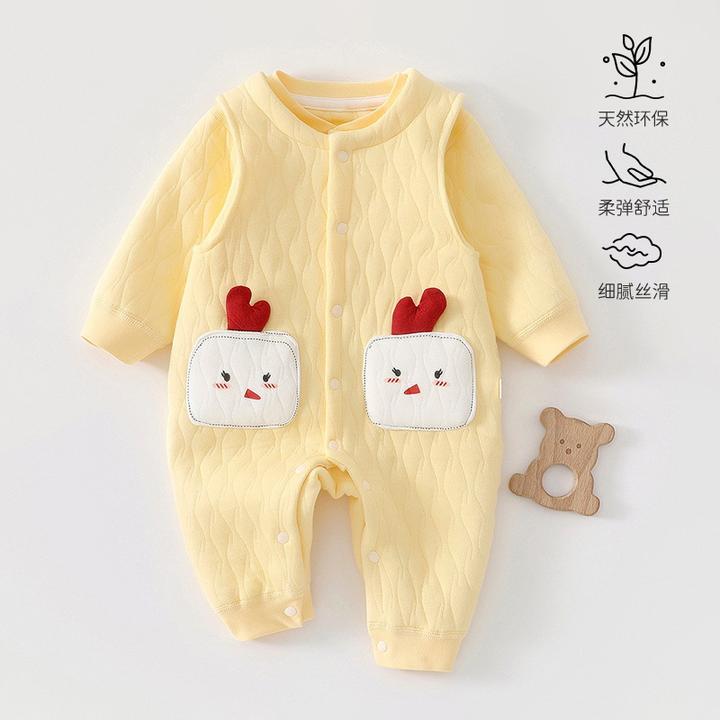 a类安阳婴童装三层保暖卫衣背带裤套装男女宝宝连体衣婴儿衣服