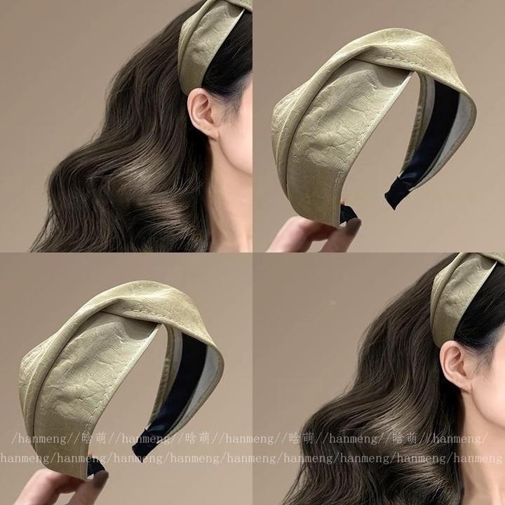 旺角茶餐厅！复古港风发箍2025新款皮质交叉高颅顶发箍发带2025款