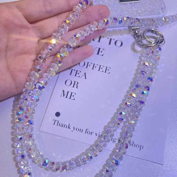 乐玩潮品 爆闪奢华链条水晶钻钻手机链相机链高级质感长款斜挎链