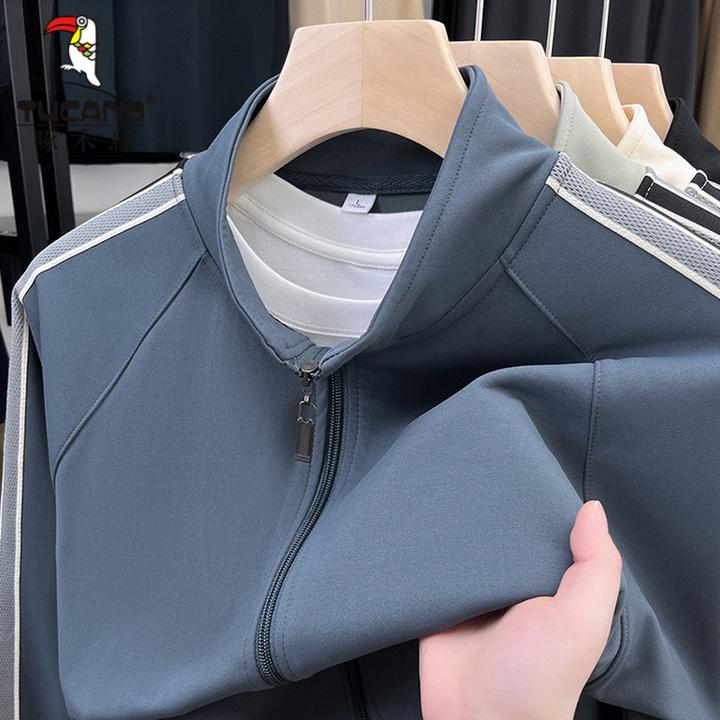 啄木鸟男士卫衣春秋季时尚百搭宽松休闲运动高档男士立领薄款外套