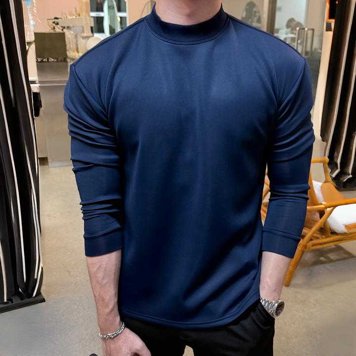 50支350克重磅秋冬莫棉空气层高弹圆领打底半高领修身长袖打底T恤