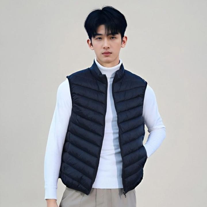棉马甲男士大码保暖背心轻薄款加厚外穿立领马夹春秋冬季坎肩外套