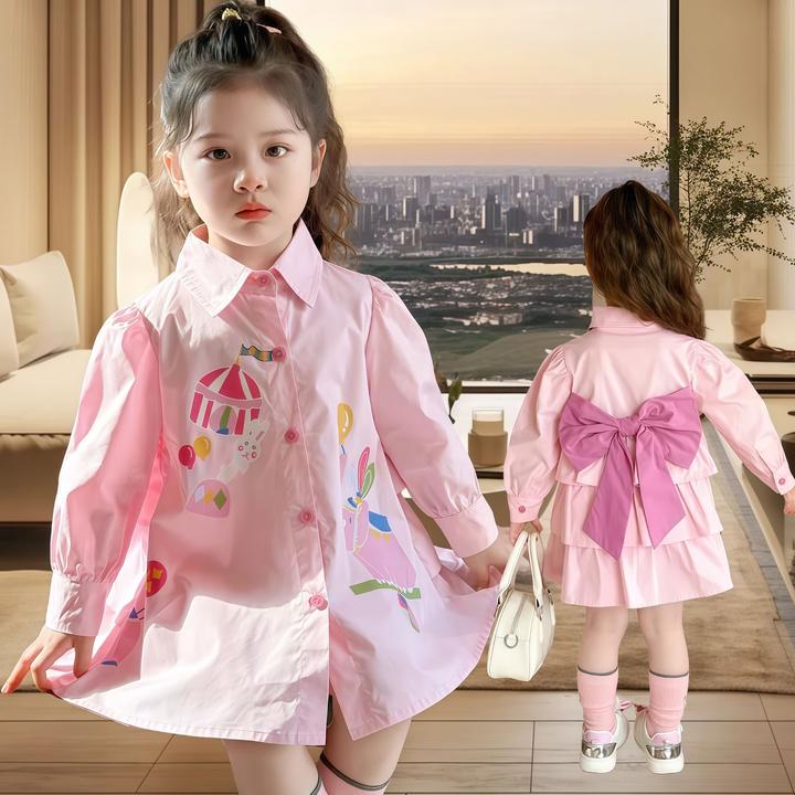 女童衬衫春秋款时尚春装新款女宝宝韩版长袖洋气衬衣裙儿童公主裙