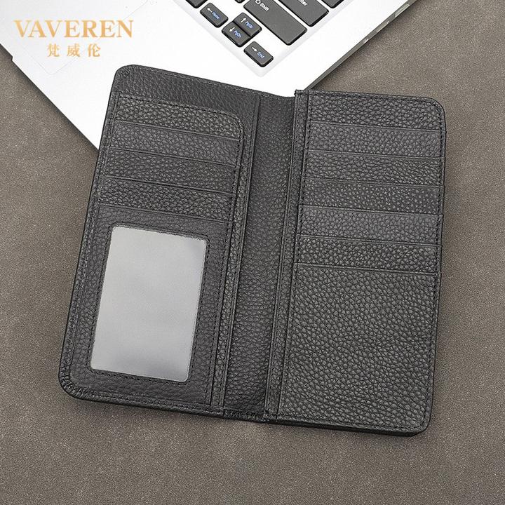 第一层牛皮新大容量钱包男士简单长多卡槽钱包薄真皮覆古手拿包