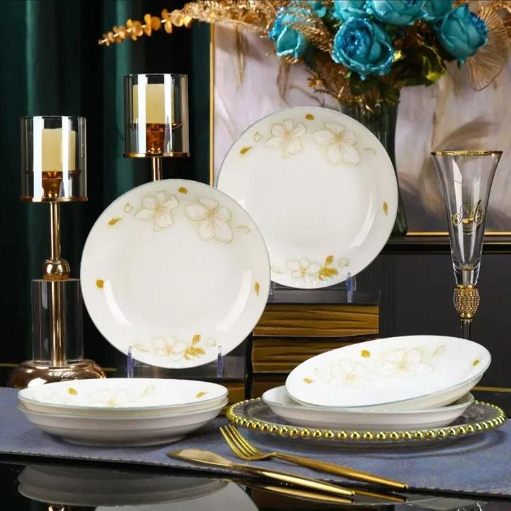 金茉莉8英寸加大饭盘10只装釉下彩高颜值网红家用