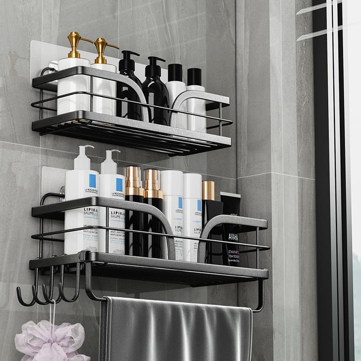 卫生间置物架免打孔壁挂厕所洗手间洗漱台墙上浴室沐浴露收纳架子