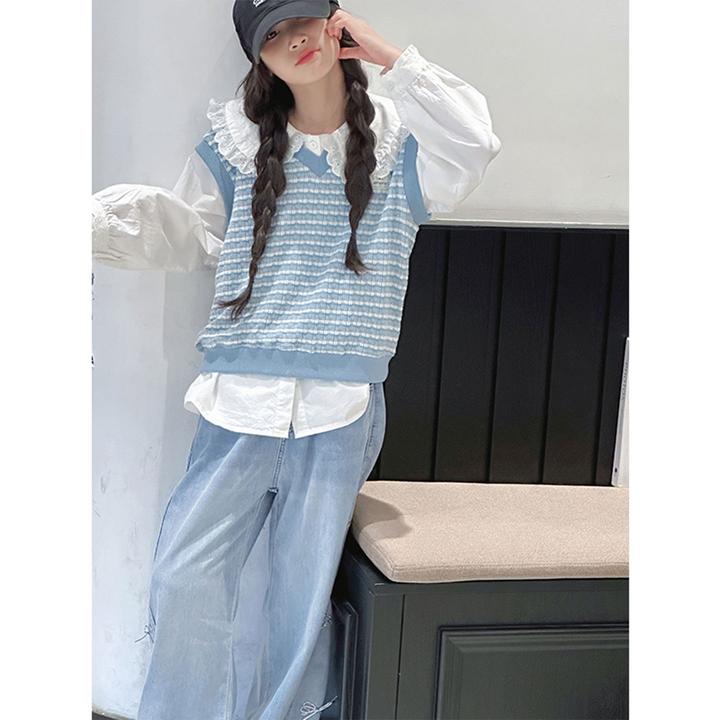 K29356孙小美韩系女童衬衫套装秋装新款上衣两件套春秋马甲