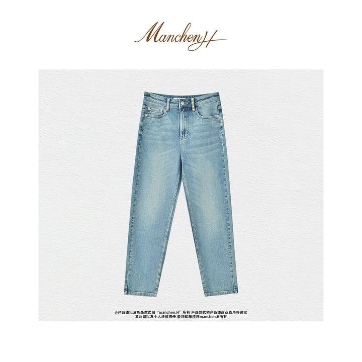曼辰manchenh"蜜蜡牛仔"土耳其进口酵素水洗烟管弹力蜜蜡牛仔裤