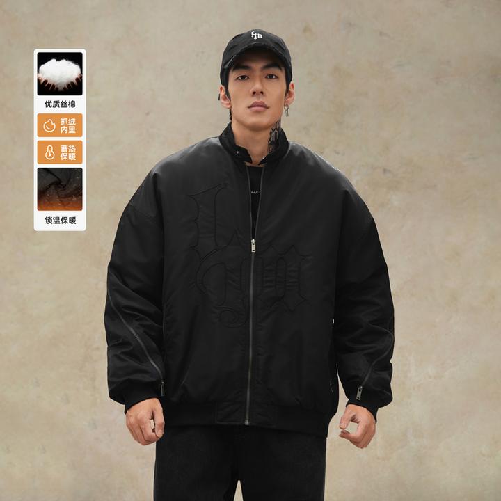 鹿家门冬季机能风加厚棒球服男休闲保暖夹棉外套大码运动棉服夹克