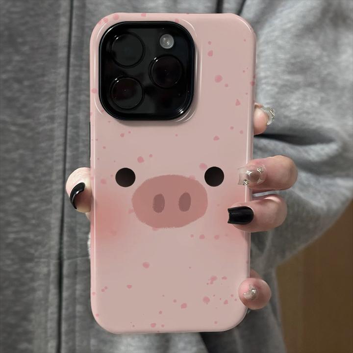 小猪表情苹果16promax小众手机壳iPhone15高级菲林14全包12二合一